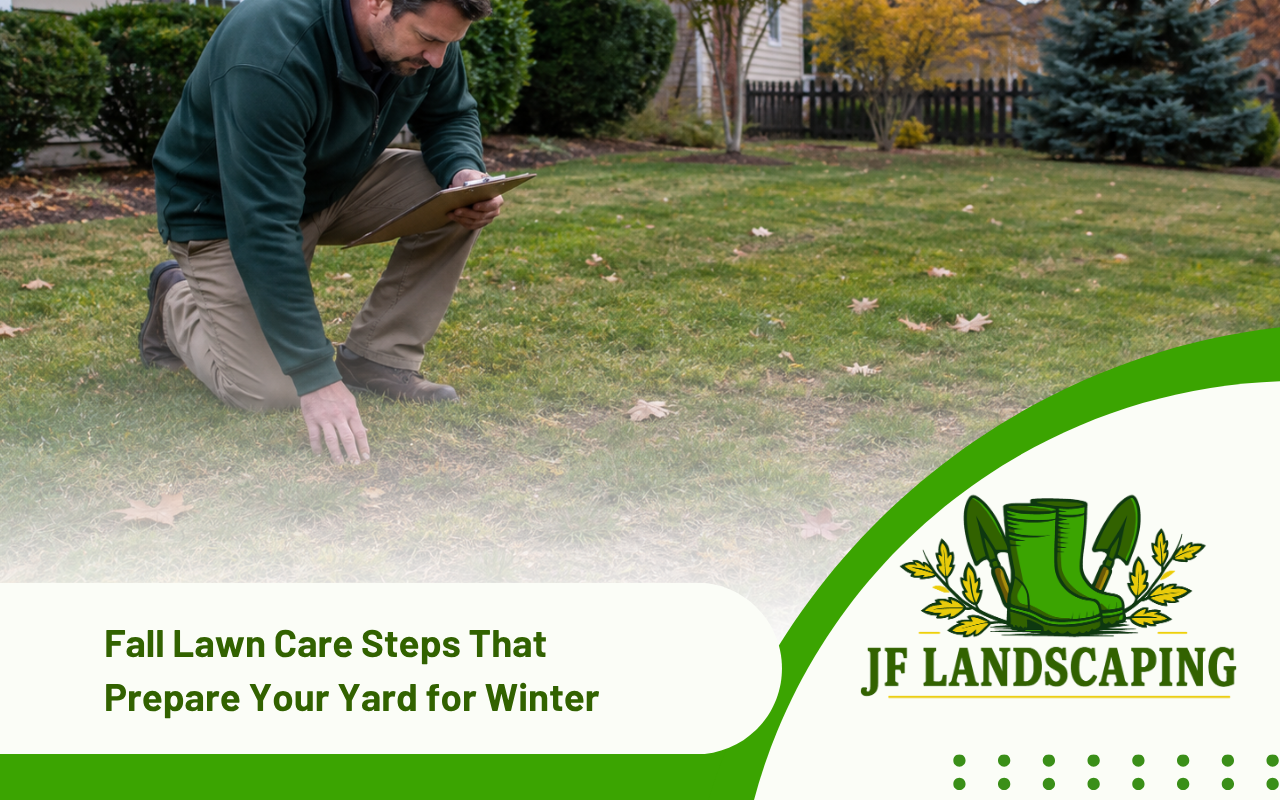Fall lawn care inspection for thin grass and problem areas