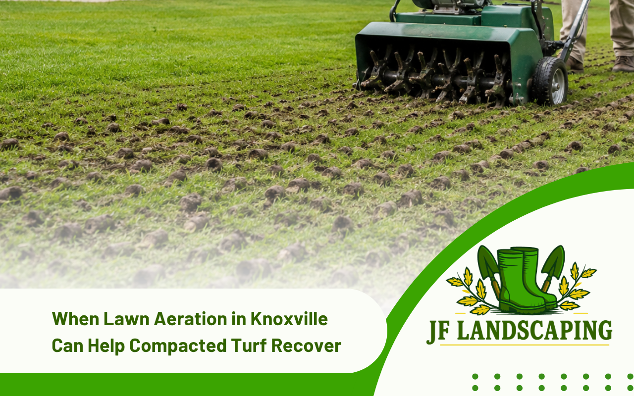 Lawn aeration in Knoxville using core aeration on compacted turf