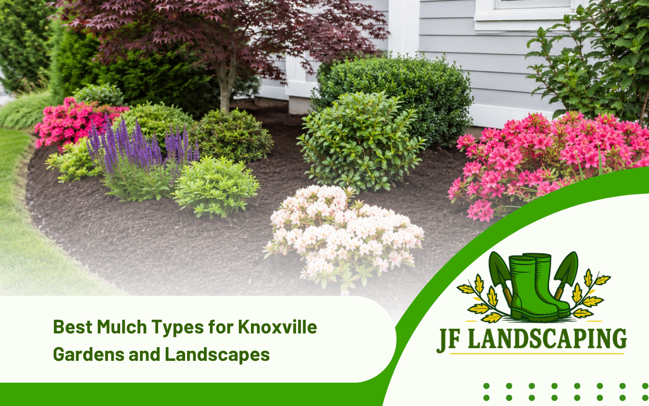 Mulch in Knoxville garden beds around shrubs and flowers