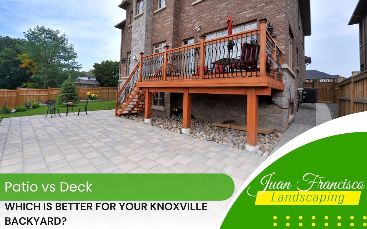 Wooden deck overlooking a sloped Knoxville backyard
