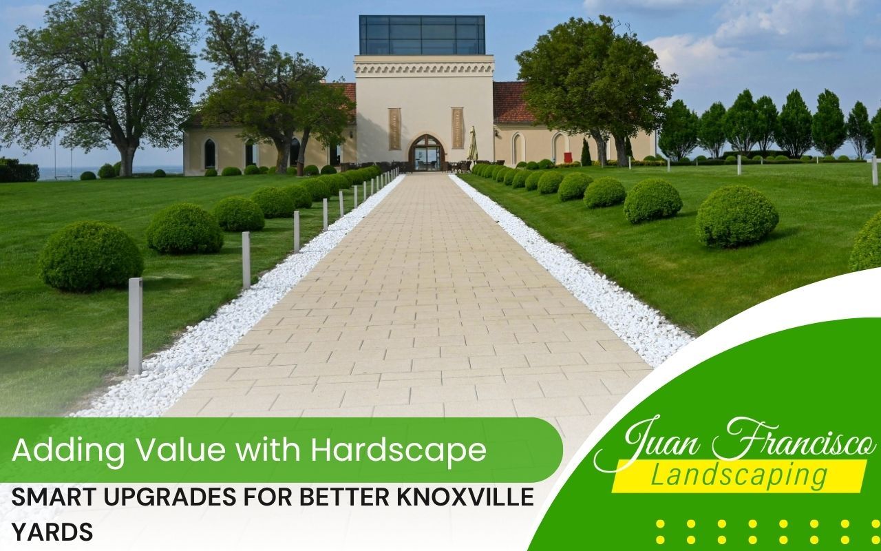 Front yard with custom walkway and decorative edging