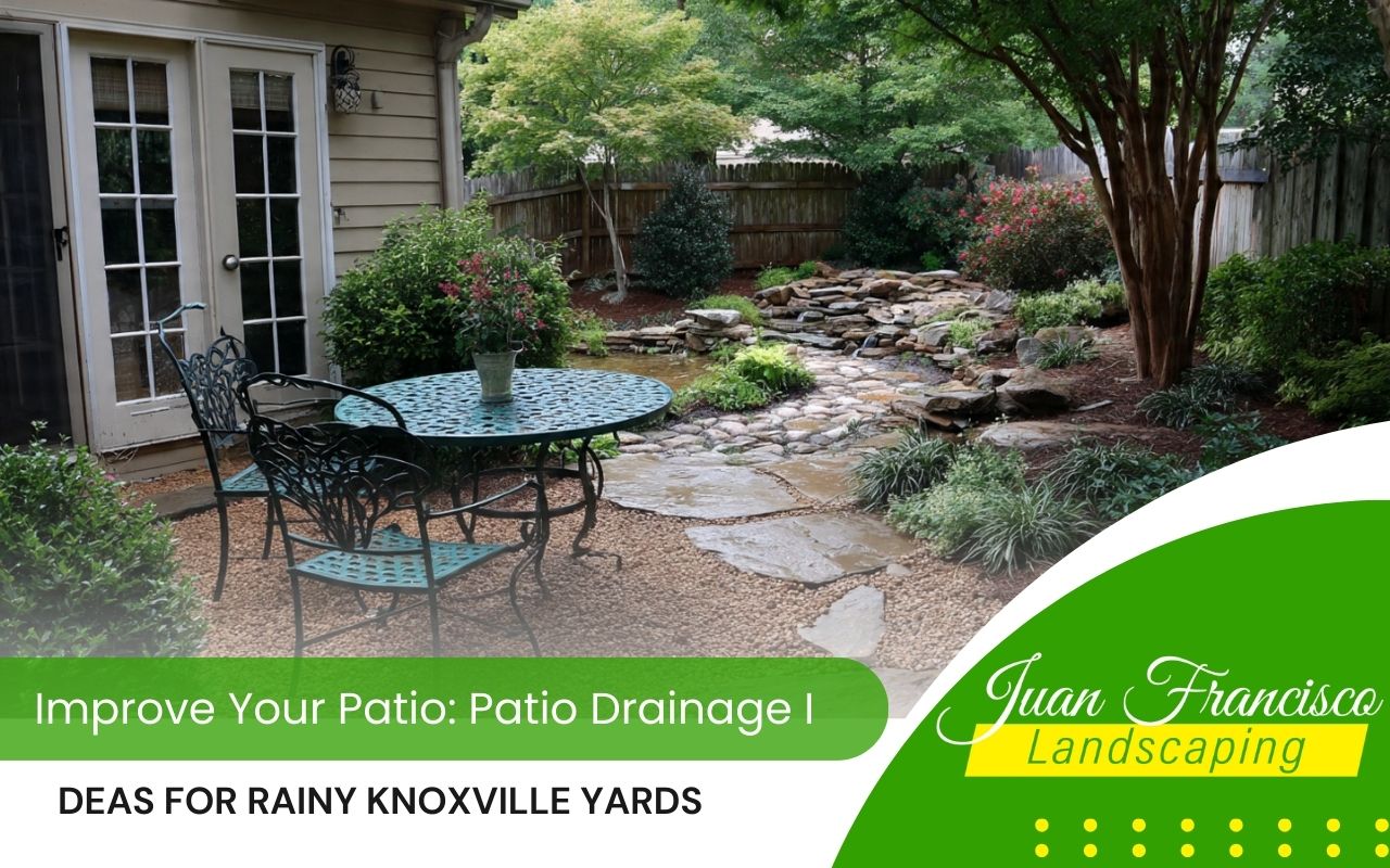 Overview of Patio Drainage Ideas for Rainy Knoxville Yards with a dry, inviting outdoor seating area.