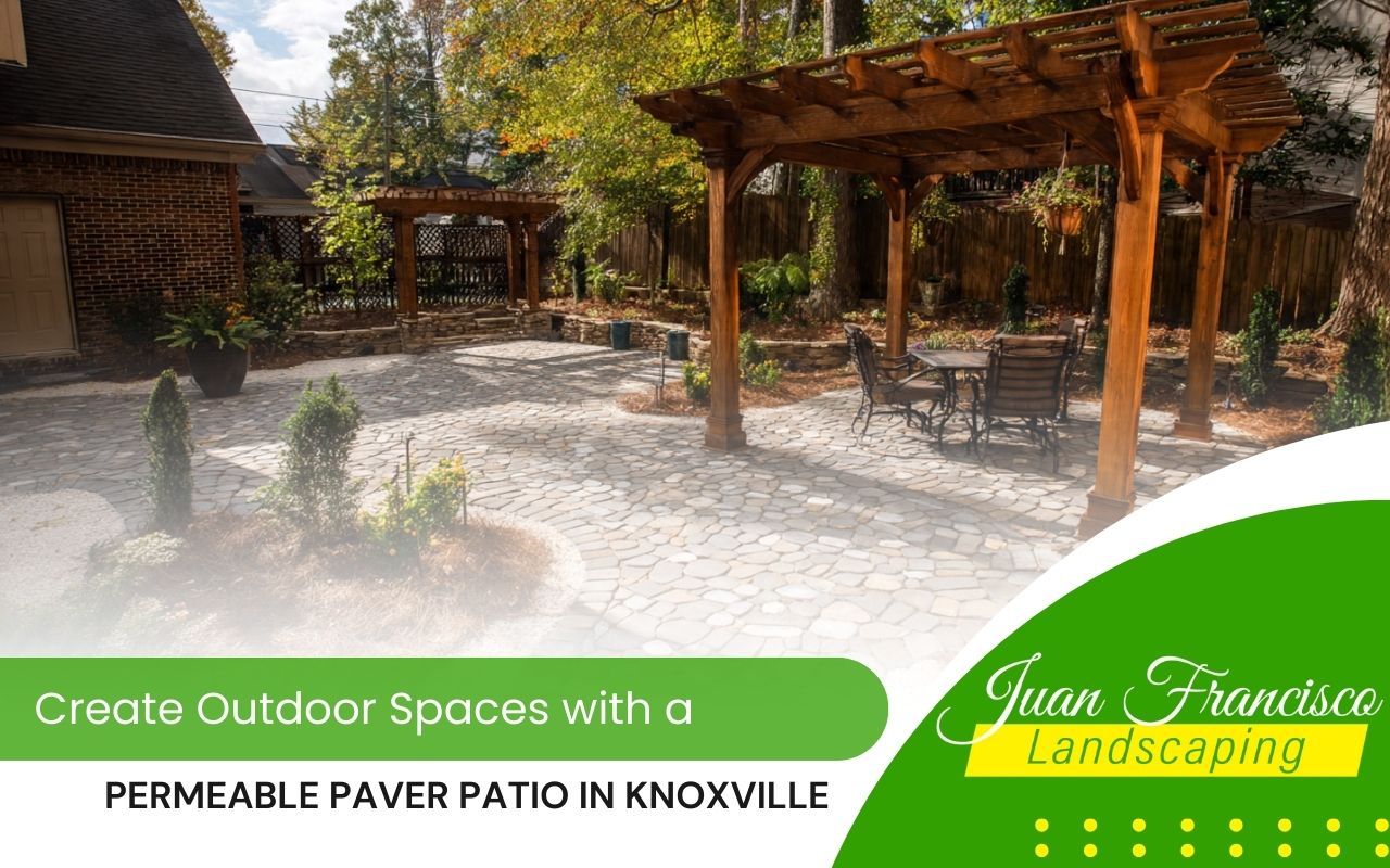 Permeable paver patio in Knoxville with joints that support better rainwater drainage