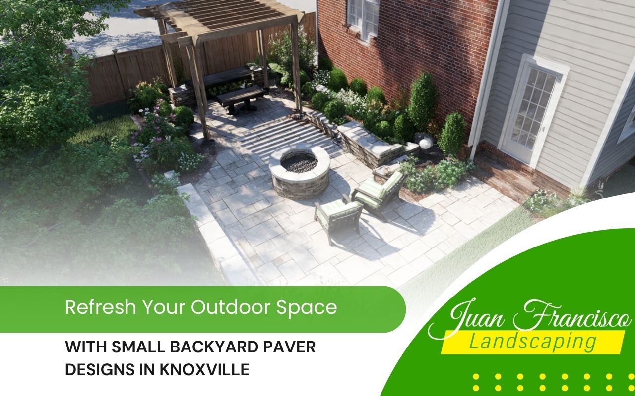 Small backyard paver designs in Knoxville with a compact patio layout and defined seating zone