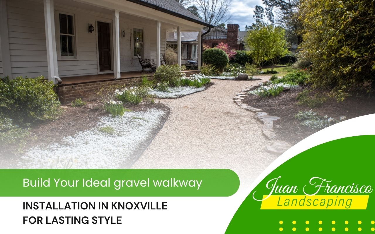 gravel walkway installation in Knoxville for a clean front yard garden path