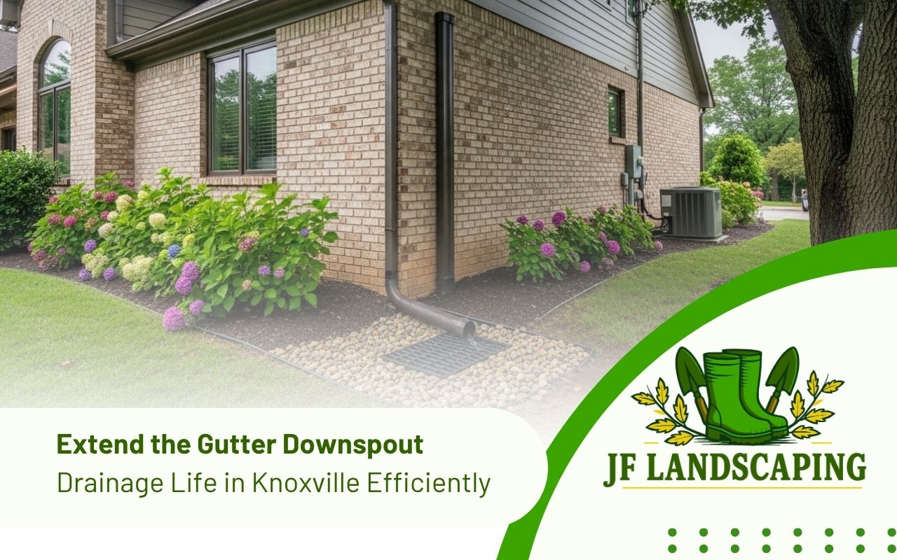 Gutter downspout drainage in Knoxville directing rainwater away from a home
