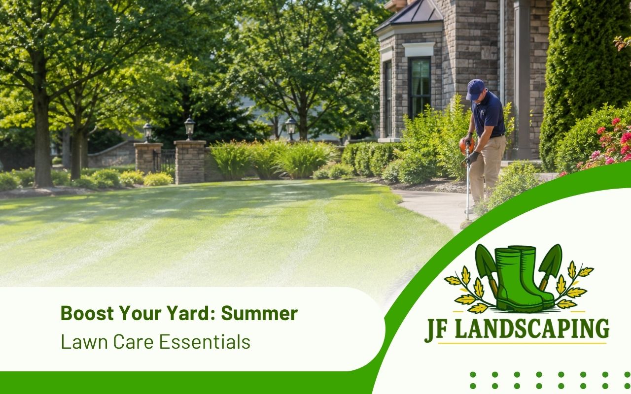 Healthy Knoxville yard with summer lawn care and green grass