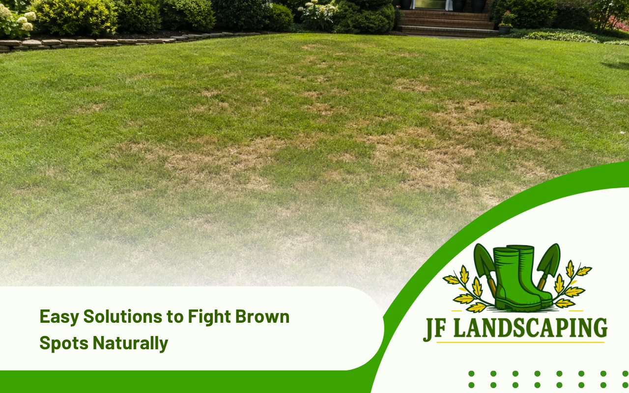 Brown spots appearing across a residential lawn in Knoxville