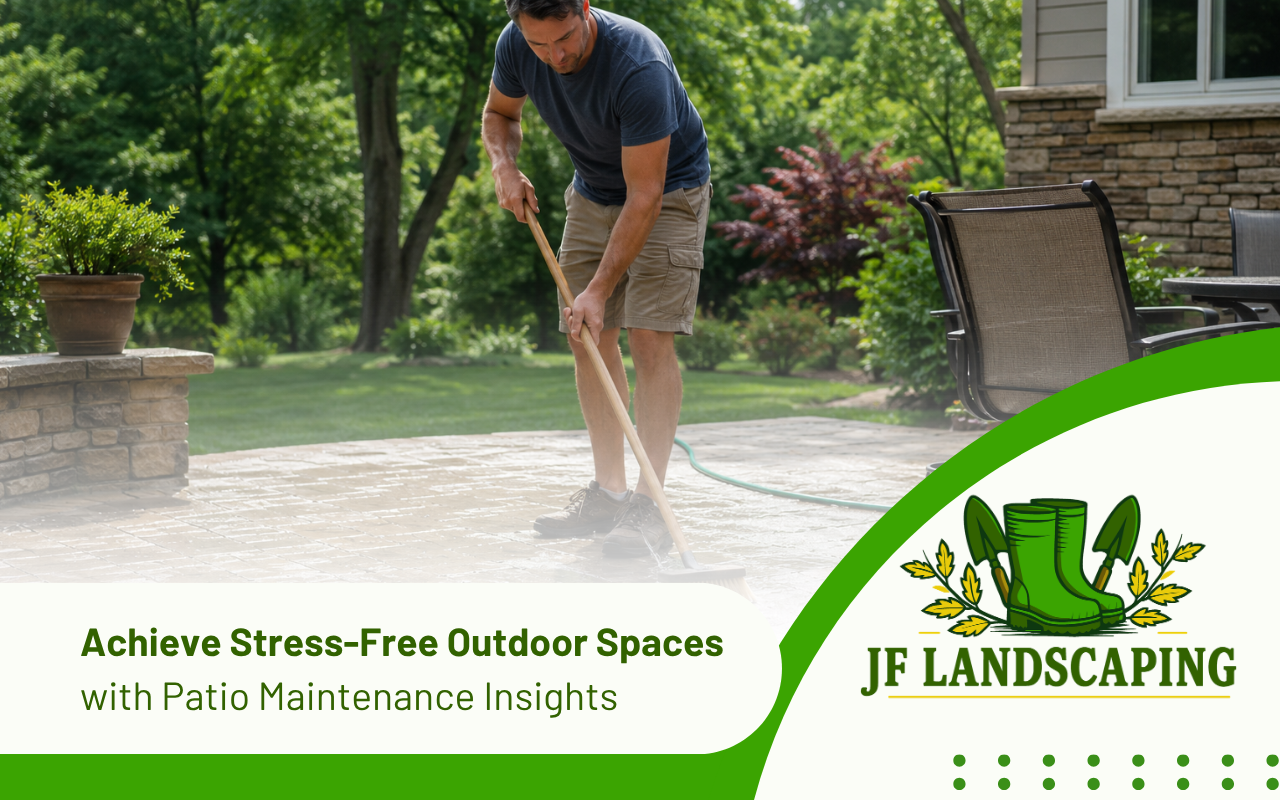 Homeowner following patio maintenance steps on an Oak Ridge patio