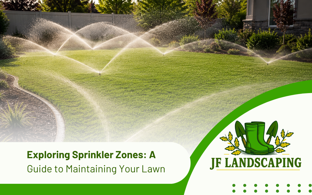 Sprinkler zones layout showing even lawn watering coverage